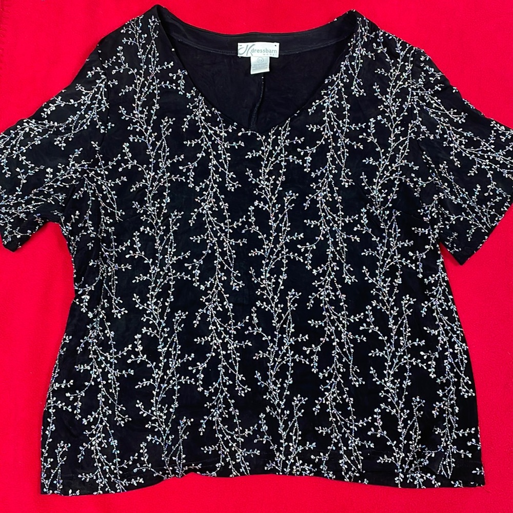 Black v neck blouse with sparkles